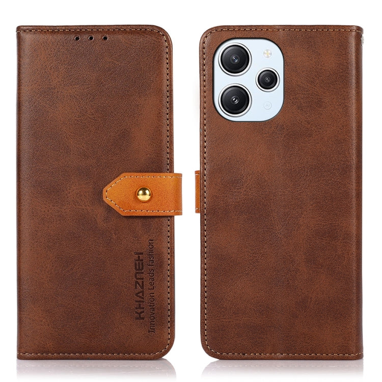 KHAZNEH Dual-color Cowhide Texture Flip Leather Phone Case, For Xiaomi Redmi 12 4G, For Xiaomi Redmi Note 12S 4G