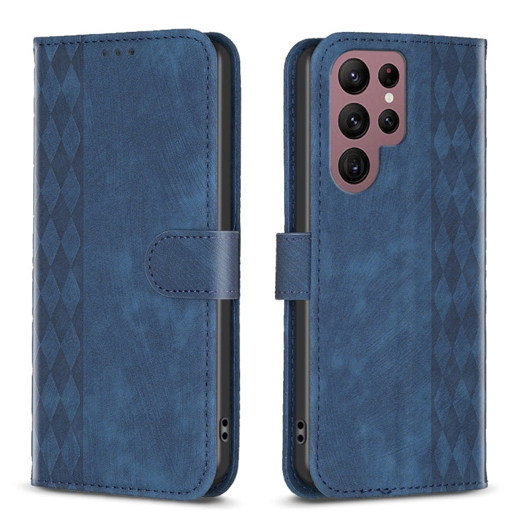 Plaid Embossed Leather Phone Case, For Samsung Galaxy S23 Ultra 5G, For Samsung Galaxy S22 5G, For Samsung Galaxy S22+ 5G, For Samsung Galaxy S22 Ultra 5G, For Samsung Galaxy S21 5G, For Samsung Galaxy S21+ 5G, For Samsung Galaxy S21 Ultra 5G          ...