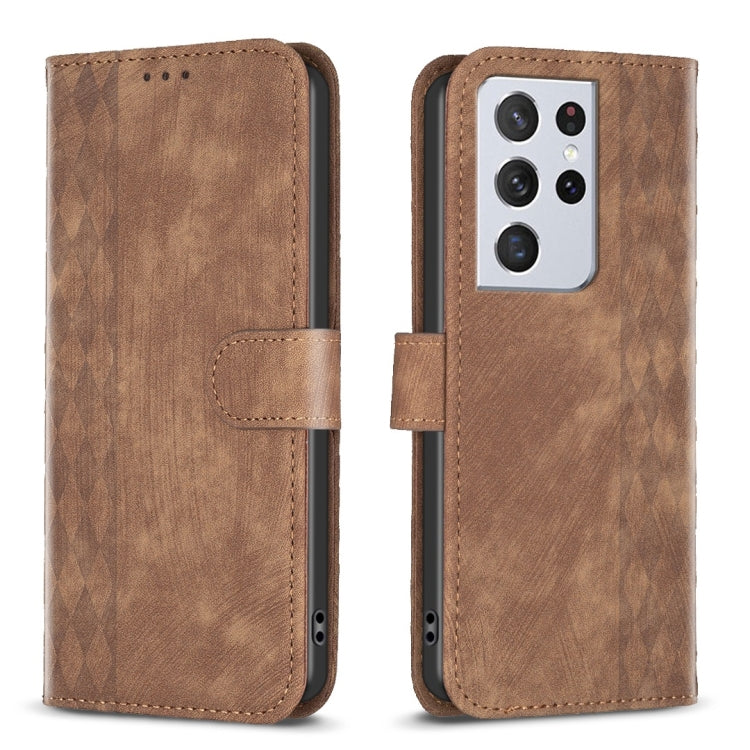 Plaid Embossed Leather Phone Case, For Samsung Galaxy S23 Ultra 5G, For Samsung Galaxy S22 5G, For Samsung Galaxy S22+ 5G, For Samsung Galaxy S22 Ultra 5G, For Samsung Galaxy S21 5G, For Samsung Galaxy S21+ 5G, For Samsung Galaxy S21 Ultra 5G          ...