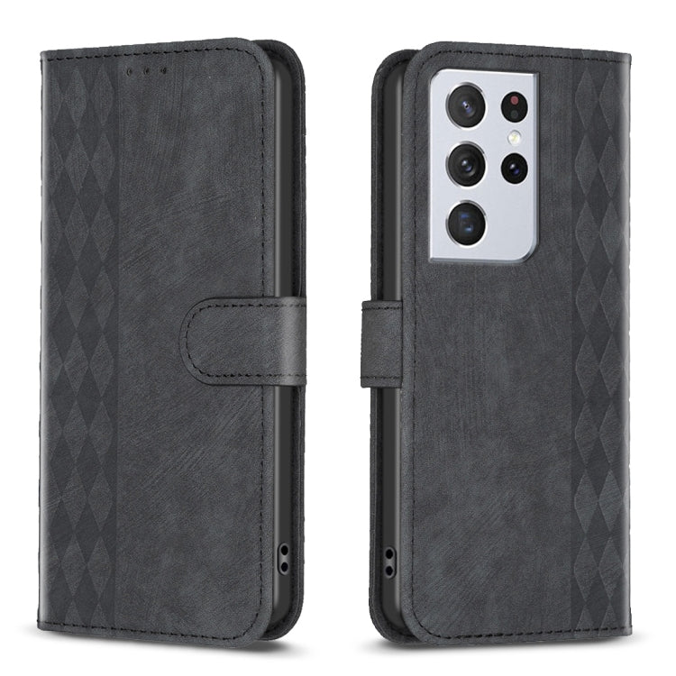 Plaid Embossed Leather Phone Case, For Samsung Galaxy S23 Ultra 5G, For Samsung Galaxy S22 5G, For Samsung Galaxy S22+ 5G, For Samsung Galaxy S22 Ultra 5G, For Samsung Galaxy S21 5G, For Samsung Galaxy S21+ 5G, For Samsung Galaxy S21 Ultra 5G          ...