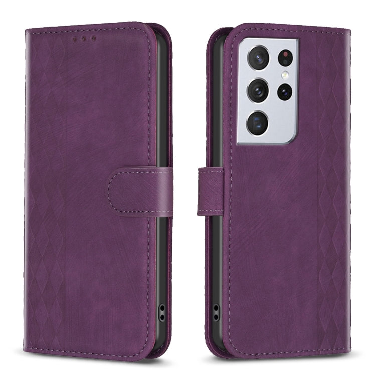 Plaid Embossed Leather Phone Case, For Samsung Galaxy S23 Ultra 5G, For Samsung Galaxy S22 5G, For Samsung Galaxy S22+ 5G, For Samsung Galaxy S22 Ultra 5G, For Samsung Galaxy S21 5G, For Samsung Galaxy S21+ 5G, For Samsung Galaxy S21 Ultra 5G          ...