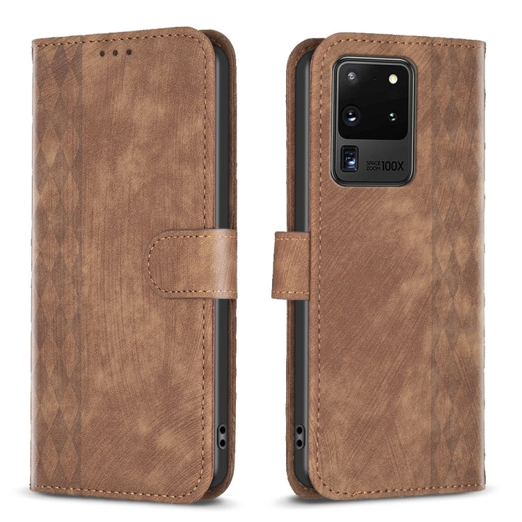 Plaid Embossed Leather Phone Case, For Samsung Galaxy S20+, For Samsung Galaxy S20 FE, For Samsung Galaxy S20 Ultra, For Samsung Galaxy A03s / A02s, For Samsung Galaxy A12, For Samsung Galaxy A13 4G/5G, For Samsung Galaxy A14 4G/5G                     ...