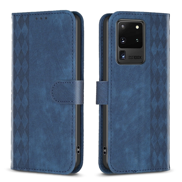 Plaid Embossed Leather Phone Case, For Samsung Galaxy S20+, For Samsung Galaxy S20 FE, For Samsung Galaxy S20 Ultra, For Samsung Galaxy A03s / A02s, For Samsung Galaxy A12, For Samsung Galaxy A13 4G/5G, For Samsung Galaxy A14 4G/5G                     ...