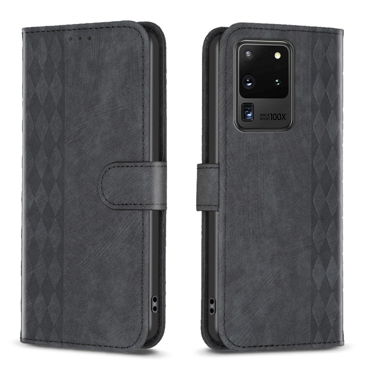 Plaid Embossed Leather Phone Case, For Samsung Galaxy S20+, For Samsung Galaxy S20 FE, For Samsung Galaxy S20 Ultra, For Samsung Galaxy A03s / A02s, For Samsung Galaxy A12, For Samsung Galaxy A13 4G/5G, For Samsung Galaxy A14 4G/5G                     ...