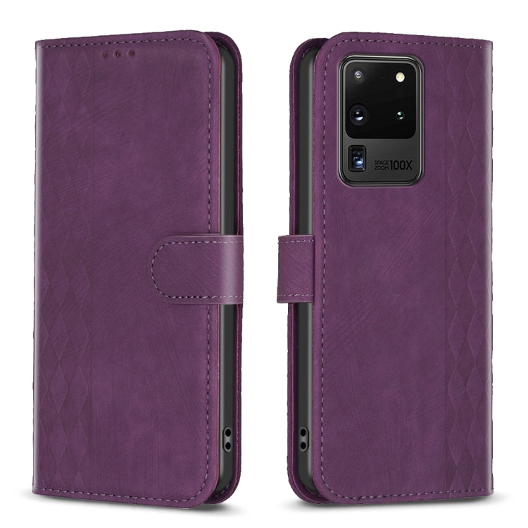 Plaid Embossed Leather Phone Case, For Samsung Galaxy S20+, For Samsung Galaxy S20 FE, For Samsung Galaxy S20 Ultra, For Samsung Galaxy A03s / A02s, For Samsung Galaxy A12, For Samsung Galaxy A13 4G/5G, For Samsung Galaxy A14 4G/5G                     ...