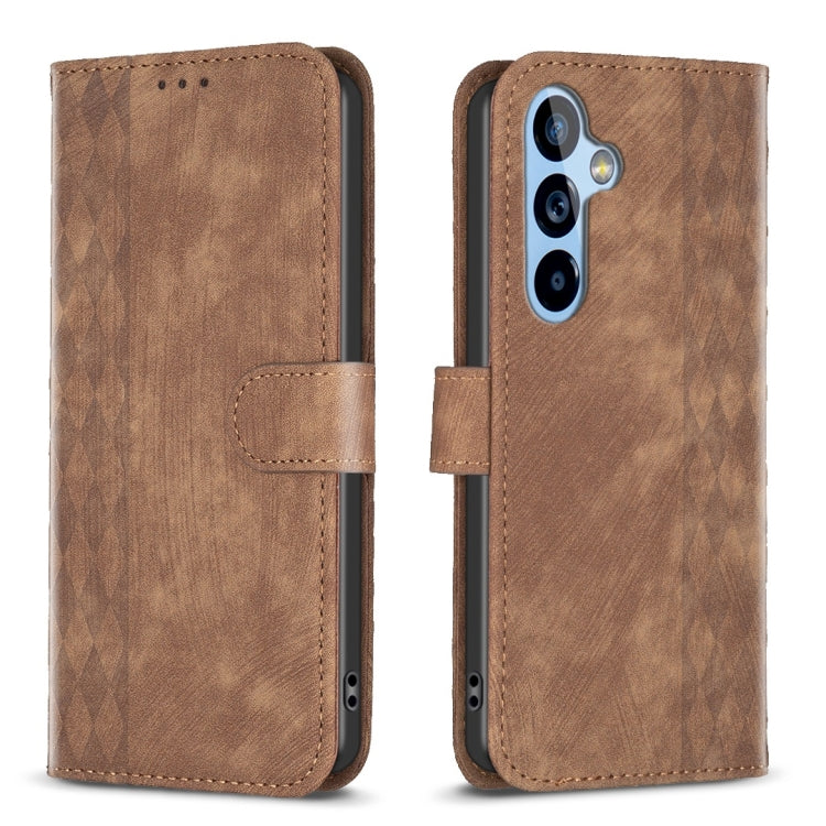 Plaid Embossed Leather Phone Case, For Samsung Galaxy A52 4G/5G, For Samsung Galaxy A53, For Samsung Galaxy A54, For Samsung Galaxy A71 4G, For Samsung Galaxy A72 4G/5G, For Samsung Galaxy A73