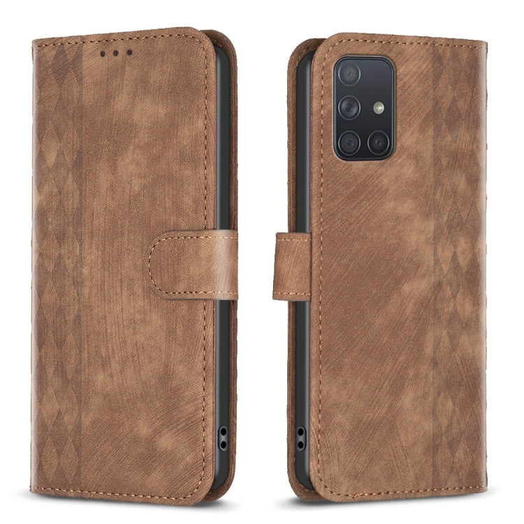 Plaid Embossed Leather Phone Case, For Samsung Galaxy A52 4G/5G, For Samsung Galaxy A53, For Samsung Galaxy A54, For Samsung Galaxy A71 4G, For Samsung Galaxy A72 4G/5G, For Samsung Galaxy A73