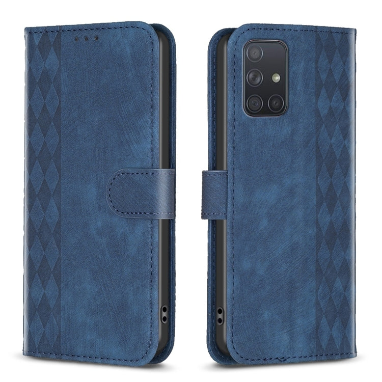 Plaid Embossed Leather Phone Case, For Samsung Galaxy A52 4G/5G, For Samsung Galaxy A53, For Samsung Galaxy A54, For Samsung Galaxy A71 4G, For Samsung Galaxy A72 4G/5G, For Samsung Galaxy A73