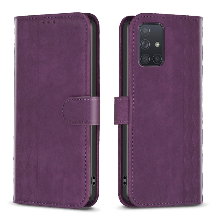 Plaid Embossed Leather Phone Case, For Samsung Galaxy A52 4G/5G, For Samsung Galaxy A53, For Samsung Galaxy A54, For Samsung Galaxy A71 4G, For Samsung Galaxy A72 4G/5G, For Samsung Galaxy A73