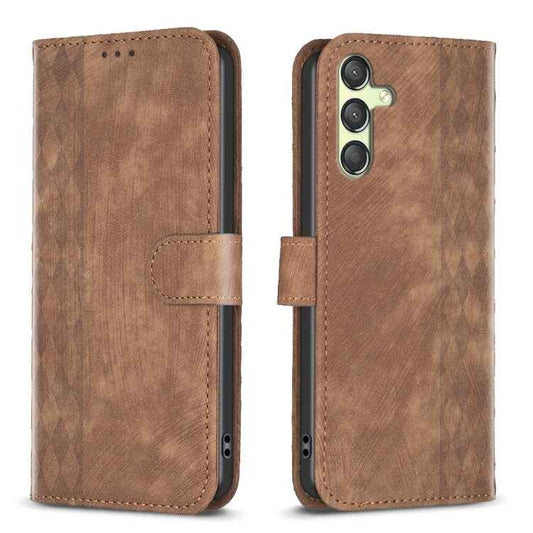 Plaid Embossed Leather Phone Case, For Samsung Galaxy A25 5G, For Samsung Galaxy S23 5G, For Samsung Galaxy A55, For Samsung Galaxy A35, For Samsung Galaxy S24 Ultra 5G, For Samsung Galaxy A15, For Samsung Galaxy S24+ 5G, For Samsung Galaxy S23 FE 5G  ...