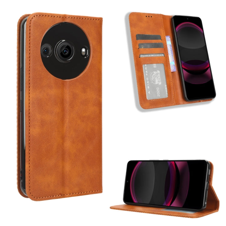 Magnetic Buckle Retro Texture Leather Phone Case, For Sharp Aquos Sense10, For Sharp Aquos R10, For Sharp Aquos wish5, For Sharp Basio Active3, For Sharp Aquos Sense9, For Sharp Aquos R9 Pro, For Sharp Aquos wish4, For Sharp Aquos R9                   ...