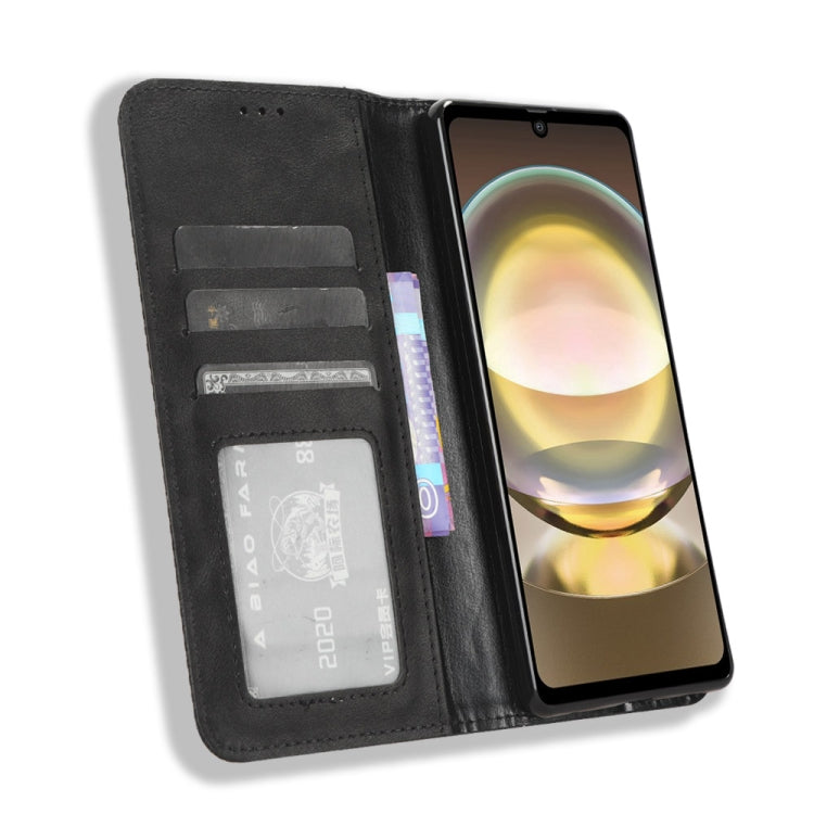 Magnetic Buckle Retro Texture Leather Phone Case, For Sharp Aquos R8, For Sharp Mamorino6