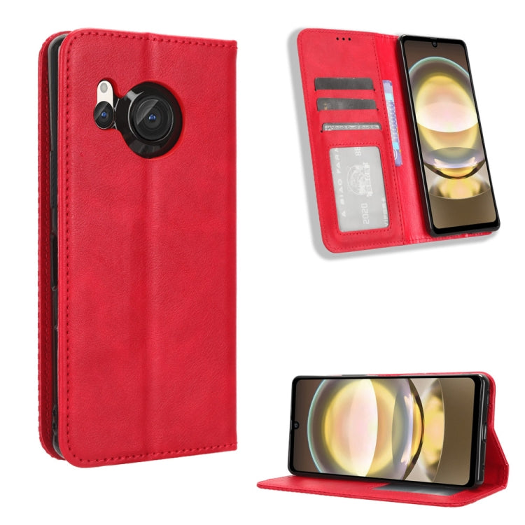 Magnetic Buckle Retro Texture Leather Phone Case, For Sharp Aquos Sense10, For Sharp Aquos R10, For Sharp Aquos wish5, For Sharp Basio Active3, For Sharp Aquos Sense9, For Sharp Aquos R9 Pro, For Sharp Aquos wish4, For Sharp Aquos R9                   ...