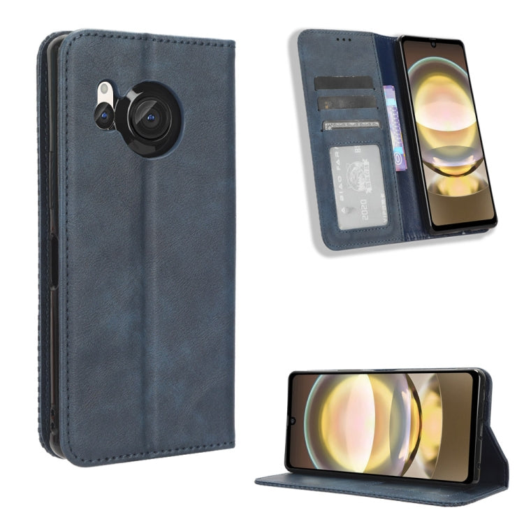 Magnetic Buckle Retro Texture Leather Phone Case, For Sharp Aquos Sense10, For Sharp Aquos R10, For Sharp Aquos wish5, For Sharp Basio Active3, For Sharp Aquos Sense9, For Sharp Aquos R9 Pro, For Sharp Aquos wish4, For Sharp Aquos R9                   ...