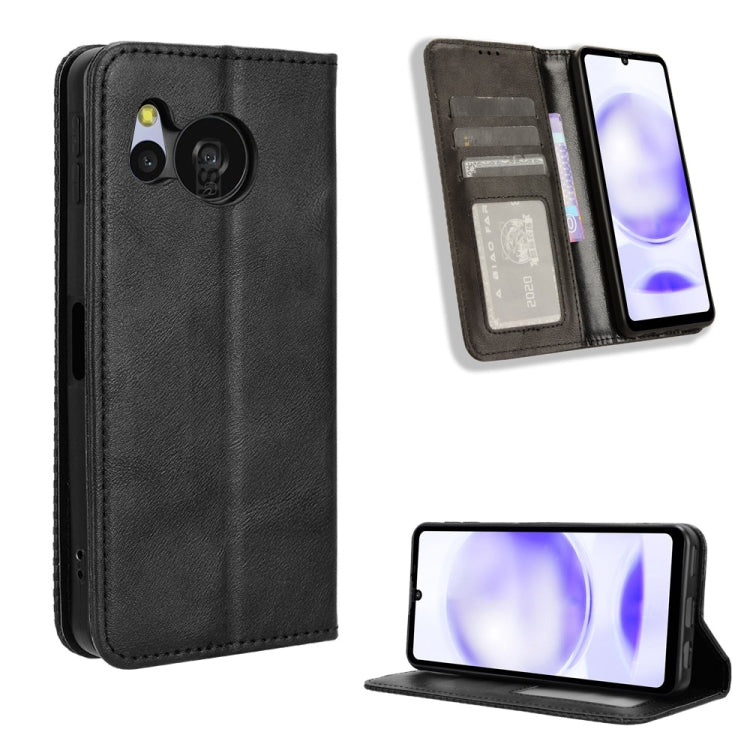 Magnetic Buckle Retro Texture Leather Phone Case, For Sharp Aquos Sense10, For Sharp Aquos R10, For Sharp Aquos wish5, For Sharp Basio Active3, For Sharp Aquos Sense9, For Sharp Aquos R9 Pro, For Sharp Aquos wish4, For Sharp Aquos R9                   ...