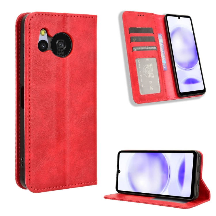 Magnetic Buckle Retro Texture Leather Phone Case, For Sharp Aquos Sense10, For Sharp Aquos R10, For Sharp Aquos wish5, For Sharp Basio Active3, For Sharp Aquos Sense9, For Sharp Aquos R9 Pro, For Sharp Aquos wish4, For Sharp Aquos R9                   ...