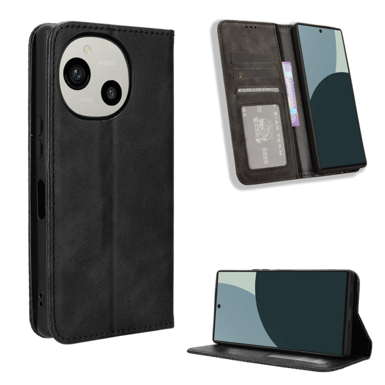 Magnetic Buckle Retro Texture Leather Phone Case, For Sharp Aquos Sense10, For Sharp Aquos R10, For Sharp Aquos wish5, For Sharp Basio Active3, For Sharp Aquos Sense9, For Sharp Aquos R9 Pro, For Sharp Aquos wish4, For Sharp Aquos R9                   ...