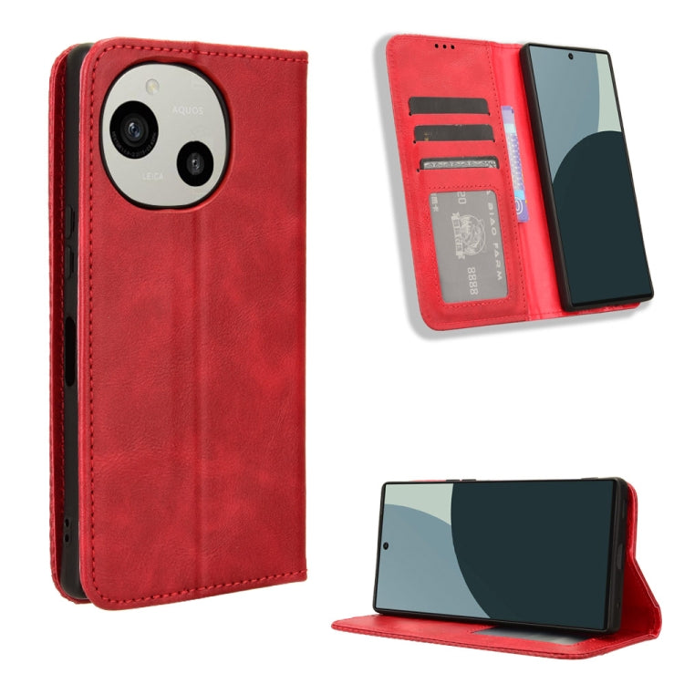 Magnetic Buckle Retro Texture Leather Phone Case, For Sharp Aquos Sense10, For Sharp Aquos R10, For Sharp Aquos wish5, For Sharp Basio Active3, For Sharp Aquos Sense9, For Sharp Aquos R9 Pro, For Sharp Aquos wish4, For Sharp Aquos R9                   ...