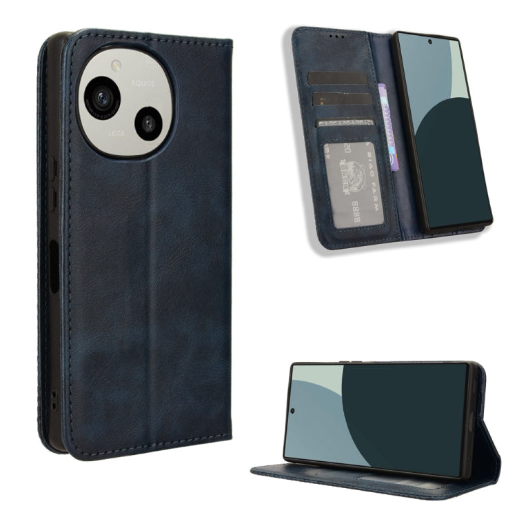 Magnetic Buckle Retro Texture Leather Phone Case, For Sharp Aquos Sense10, For Sharp Aquos R10, For Sharp Aquos wish5, For Sharp Basio Active3, For Sharp Aquos Sense9, For Sharp Aquos R9 Pro, For Sharp Aquos wish4, For Sharp Aquos R9                   ...