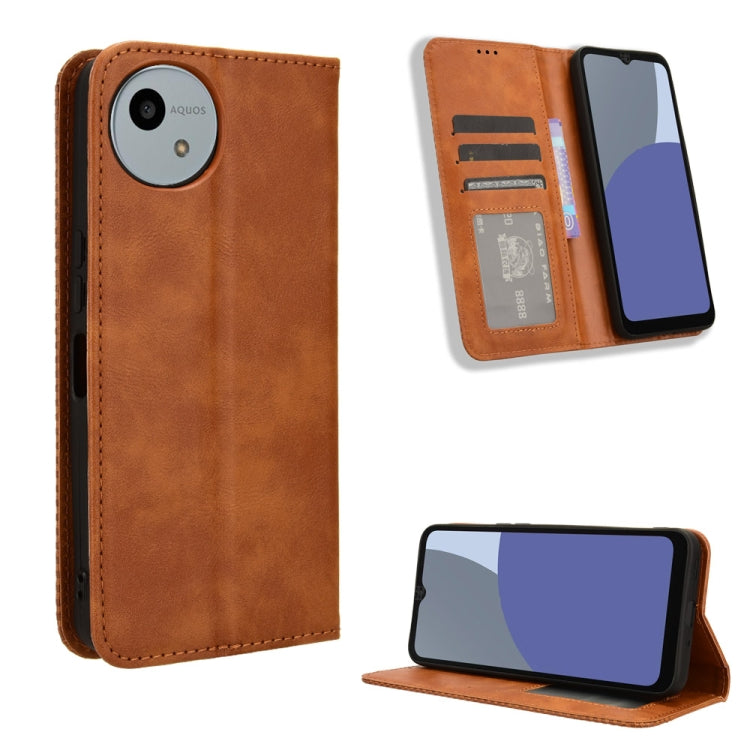 Magnetic Buckle Retro Texture Leather Phone Case, For Sharp Aquos Sense10, For Sharp Aquos R10, For Sharp Aquos wish5, For Sharp Basio Active3, For Sharp Aquos Sense9, For Sharp Aquos R9 Pro, For Sharp Aquos wish4, For Sharp Aquos R9                   ...