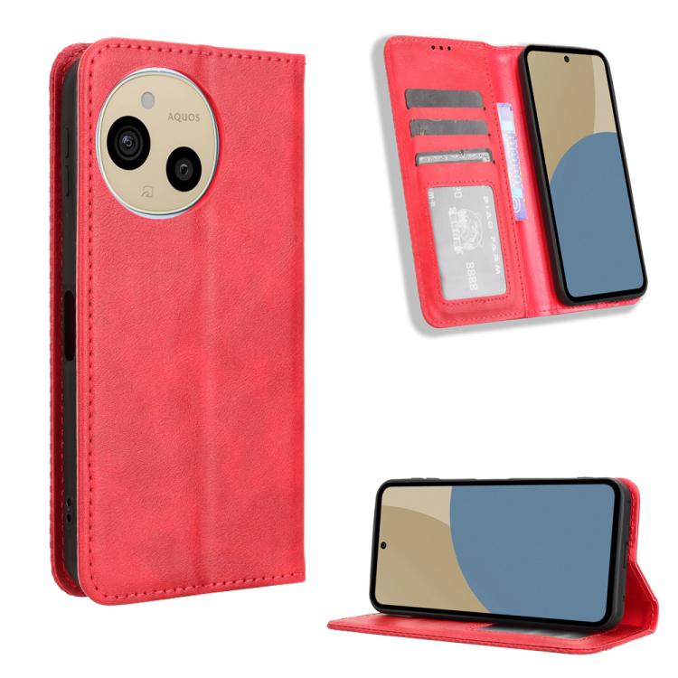 Magnetic Buckle Retro Texture Leather Phone Case, For Sharp Aquos R11, For Sharp Aquos Sense10, For Sharp Aquos R10, For Sharp Aquos wish5, For Sharp Basio Active3, For Sharp Aquos Sense9, For Sharp Aquos R9 Pro, For Sharp Aquos wish4, For Sharp Aquos ...