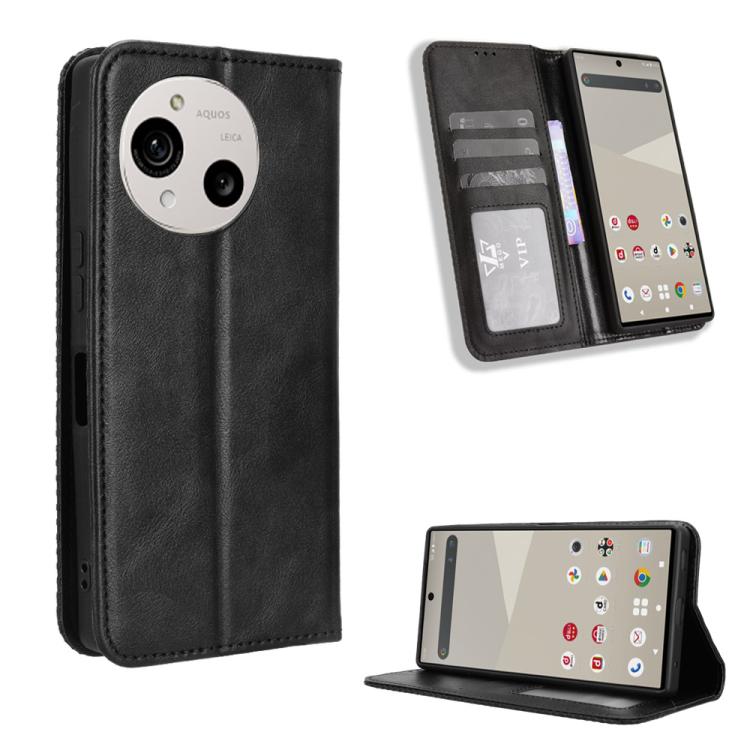 Magnetic Buckle Retro Texture Leather Phone Case, For Sharp Aquos R11, For Sharp Aquos Sense10, For Sharp Aquos R10, For Sharp Aquos wish5, For Sharp Basio Active3, For Sharp Aquos Sense9, For Sharp Aquos R9 Pro, For Sharp Aquos wish4, For Sharp Aquos ...
