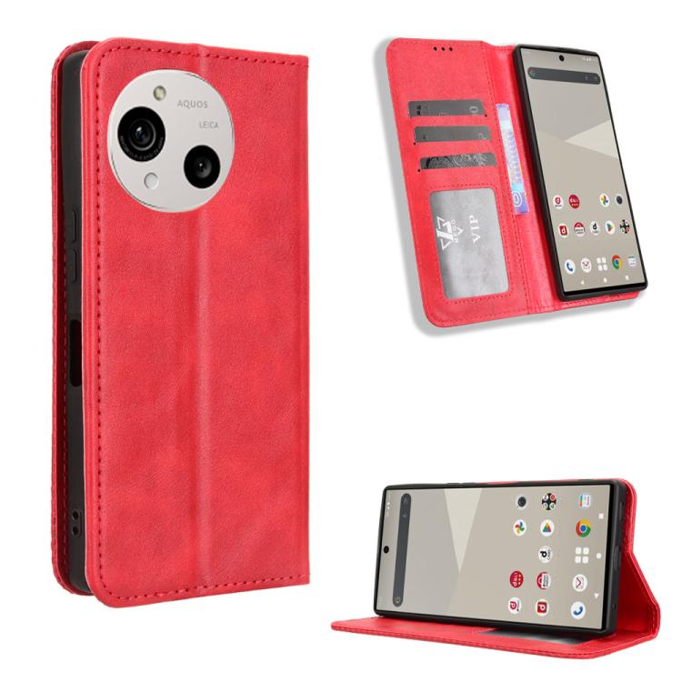 Magnetic Buckle Retro Texture Leather Phone Case, For Sharp Aquos R11, For Sharp Aquos Sense10, For Sharp Aquos R10, For Sharp Aquos wish5, For Sharp Basio Active3, For Sharp Aquos Sense9, For Sharp Aquos R9 Pro, For Sharp Aquos wish4, For Sharp Aquos ...