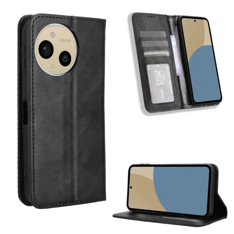 Magnetic Buckle Retro Texture Leather Phone Case, For Sharp Aquos R11, For Sharp Aquos Sense10, For Sharp Aquos R10, For Sharp Aquos wish5, For Sharp Basio Active3, For Sharp Aquos Sense9, For Sharp Aquos R9 Pro, For Sharp Aquos wish4, For Sharp Aquos ...