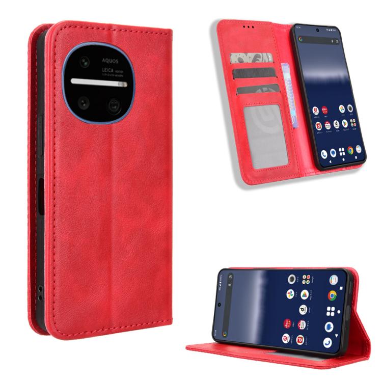 Magnetic Buckle Retro Texture Leather Phone Case, For Sharp Aquos R11, For Sharp Aquos Sense10, For Sharp Aquos R10, For Sharp Aquos wish5, For Sharp Basio Active3, For Sharp Aquos Sense9, For Sharp Aquos R9 Pro, For Sharp Aquos wish4, For Sharp Aquos ...