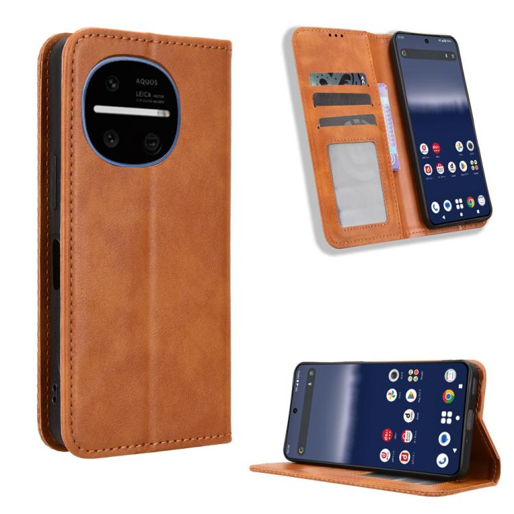 Magnetic Buckle Retro Texture Leather Phone Case, For Sharp Aquos R11, For Sharp Aquos Sense10, For Sharp Aquos R10, For Sharp Aquos wish5, For Sharp Basio Active3, For Sharp Aquos Sense9, For Sharp Aquos R9 Pro, For Sharp Aquos wish4, For Sharp Aquos ...