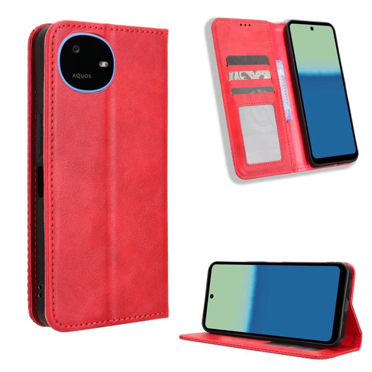 Magnetic Buckle Retro Texture Leather Phone Case, For Sharp Aquos wish6, For Sharp Aquos R11, For Sharp Aquos Sense10, For Sharp Aquos R10, For Sharp Aquos wish5, For Sharp Basio Active3, For Sharp Aquos Sense9, For Sharp Aquos R9 Pro                  ...