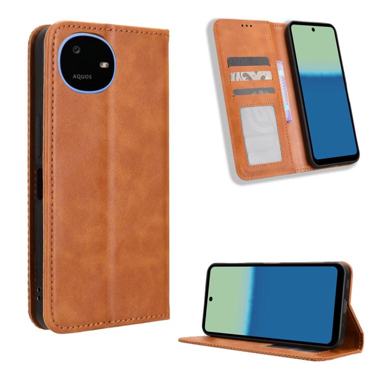 Magnetic Buckle Retro Texture Leather Phone Case, For Sharp Aquos wish6, For Sharp Aquos R11, For Sharp Aquos Sense10, For Sharp Aquos R10, For Sharp Aquos wish5, For Sharp Basio Active3, For Sharp Aquos Sense9, For Sharp Aquos R9 Pro                  ...
