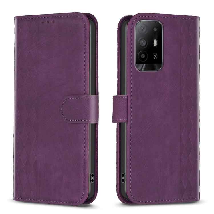 Plaid Embossed Leather Phone Case, For OPPO A16 / A16s / A54s / A55, For OPPO A74 4G / F19 4G, For OPPO A74 5G / A93 5G / A54 5G, For OPPO A94 4G / Reno5 F / F19 Pro, For OPPO A94 5G / F19 Pro+ 5G, For OPPO A96 5G / Reno7 Z, For OPPO Find X6�����������...