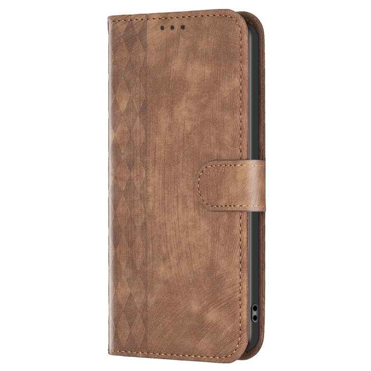 Plaid Embossed Leather Phone Case, For Realme C55