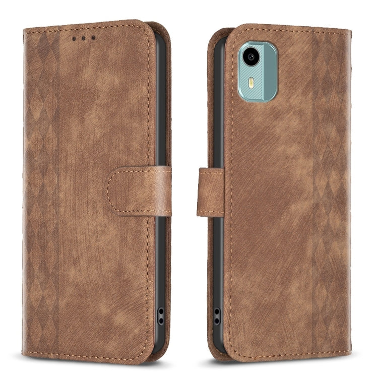 Plaid Embossed Leather Phone Case, For Nokia G42/G310, For Nokia C12, For Nokia C22, For Nokia C32, For Nokia G21 / G11, For Nokia G22