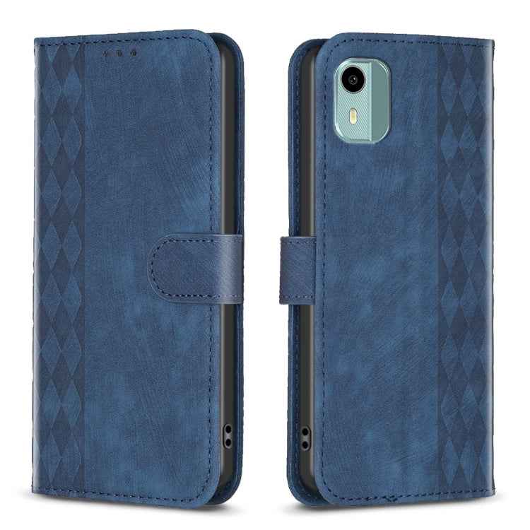Plaid Embossed Leather Phone Case, For Nokia C12, For Nokia G42/G310, For Nokia C22, For Nokia C32, For Nokia G21 / G11, For Nokia G22