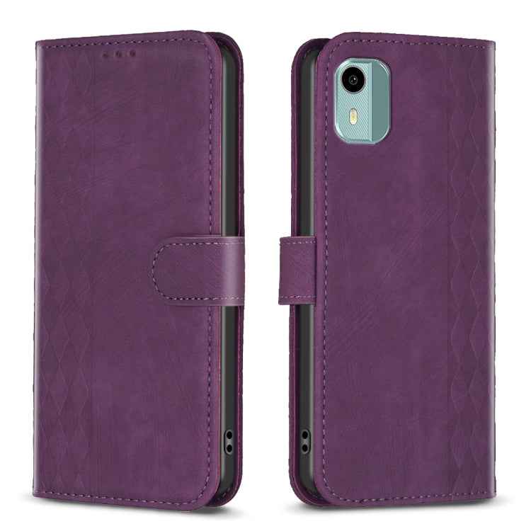 Plaid Embossed Leather Phone Case, For Nokia C12, For Nokia G42/G310, For Nokia C22, For Nokia C32, For Nokia G21 / G11, For Nokia G22