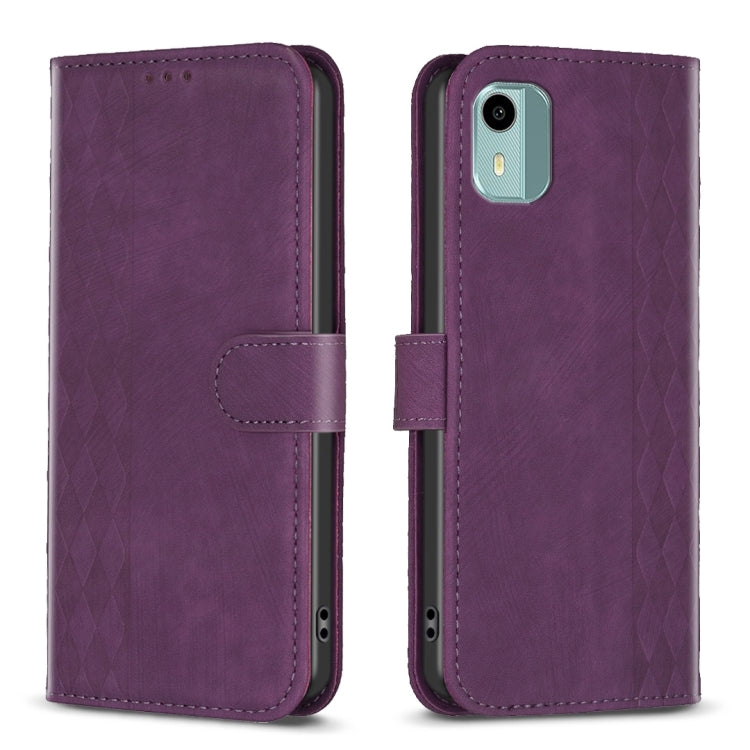 Plaid Embossed Leather Phone Case, For Nokia G42/G310, For Nokia C12, For Nokia C22, For Nokia C32, For Nokia G21 / G11, For Nokia G22