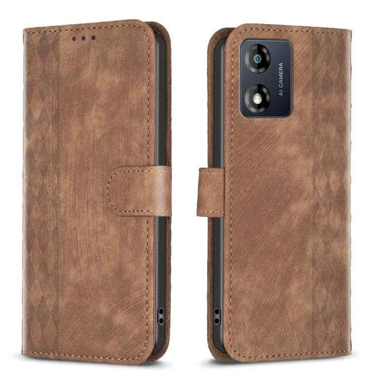 Plaid Embossed Leather Phone Case, For Motorola Moto E13 4G, For Motorola Moto G14 4G, For Motorola Moto G13 4G /G53 5G, For Motorola Moto G73 5G