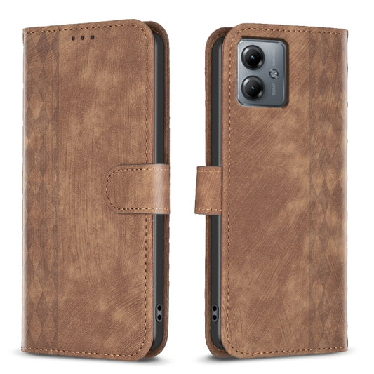 Plaid Embossed Leather Phone Case, For Motorola Moto G14 4G, For Motorola Moto E13 4G, For Motorola Moto G13 4G /G53 5G, For Motorola Moto G73 5G