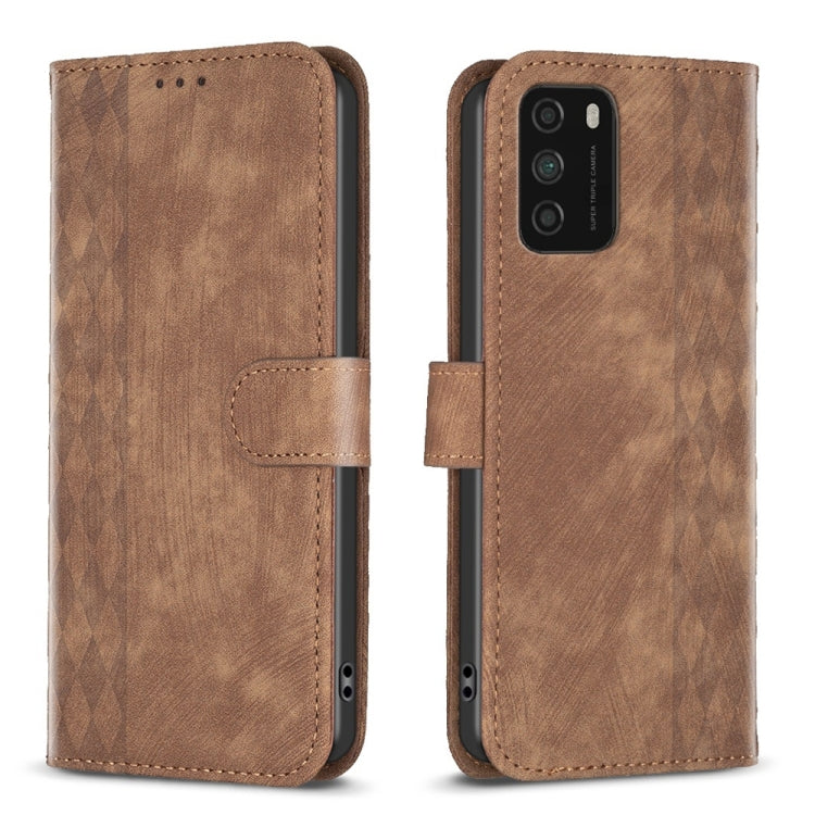Plaid Embossed Leather Phone Case, For Xiaomi Poco M3 CN Version, For Xiaomi Poco X3 / X3 NFC, For Xiaomi Redmi 9A, For Xiaomi Redmi 9, For Xiaomi Redmi 9C, For Xiaomi Redmi Note 9, For Xiaomi Redmi Note 9 Pro