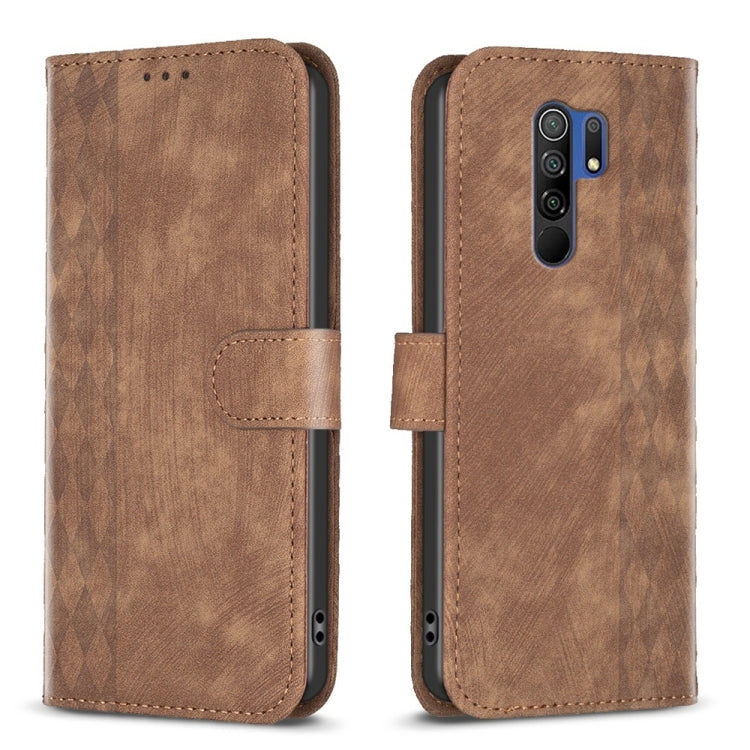 Plaid Embossed Leather Phone Case, For Xiaomi Poco M3 CN Version, For Xiaomi Poco X3 / X3 NFC, For Xiaomi Redmi 9A, For Xiaomi Redmi 9, For Xiaomi Redmi 9C, For Xiaomi Redmi Note 9, For Xiaomi Redmi Note 9 Pro