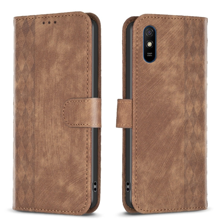 Plaid Embossed Leather Phone Case, For Xiaomi Poco M3 CN Version, For Xiaomi Poco X3 / X3 NFC, For Xiaomi Redmi 9A, For Xiaomi Redmi 9, For Xiaomi Redmi 9C, For Xiaomi Redmi Note 9, For Xiaomi Redmi Note 9 Pro