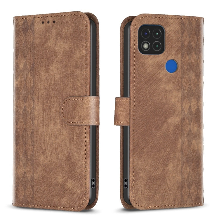 Plaid Embossed Leather Phone Case, For Xiaomi Poco M3 CN Version, For Xiaomi Poco X3 / X3 NFC, For Xiaomi Redmi 9A, For Xiaomi Redmi 9, For Xiaomi Redmi 9C, For Xiaomi Redmi Note 9, For Xiaomi Redmi Note 9 Pro