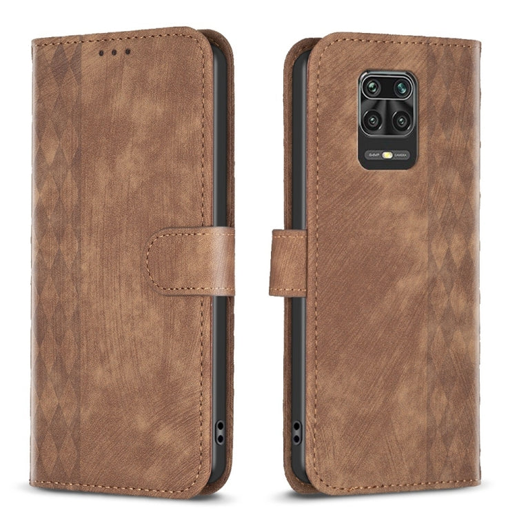 Plaid Embossed Leather Phone Case, For Xiaomi Redmi Note 9, For Xiaomi Redmi Note 9 Pro