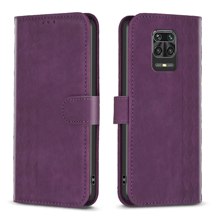 Plaid Embossed Leather Phone Case, For Xiaomi Redmi Note 9, For Xiaomi Redmi Note 9 Pro