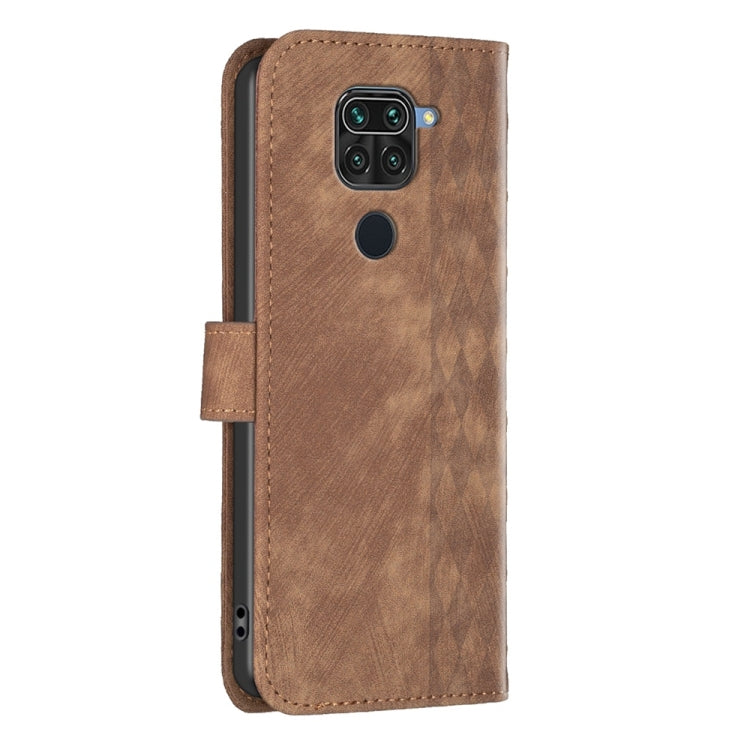 Plaid Embossed Leather Phone Case, For Xiaomi Redmi Note 9, For Xiaomi Redmi Note 9 Pro