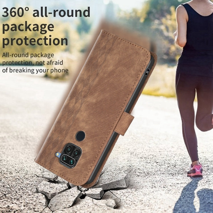 Plaid Embossed Leather Phone Case, For Xiaomi Redmi Note 9, For Xiaomi Redmi Note 9 Pro