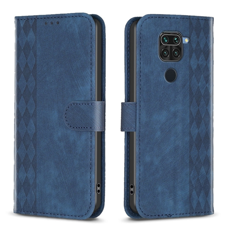 Plaid Embossed Leather Phone Case, For Xiaomi Redmi Note 9, For Xiaomi Redmi Note 9 Pro