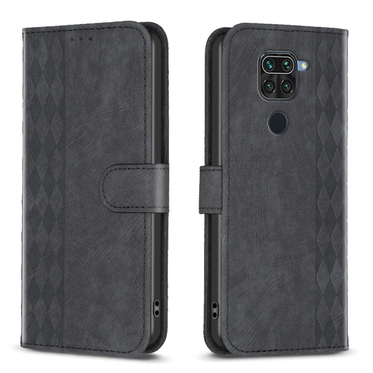 Plaid Embossed Leather Phone Case, For Xiaomi Redmi Note 9, For Xiaomi Redmi Note 9 Pro